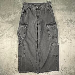 Old Navy Charcoal Grey Baggy Wide Leg Denim Jeans Size 6